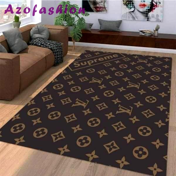 Louis vuitton supreme logo type 729. Upgrade Your Living Room with Luxury Home Decor: Area Carpets, Floor Decor, Door Mats, and Hot Gift Items with style a High-End Fashion Brand Rectangle Rug