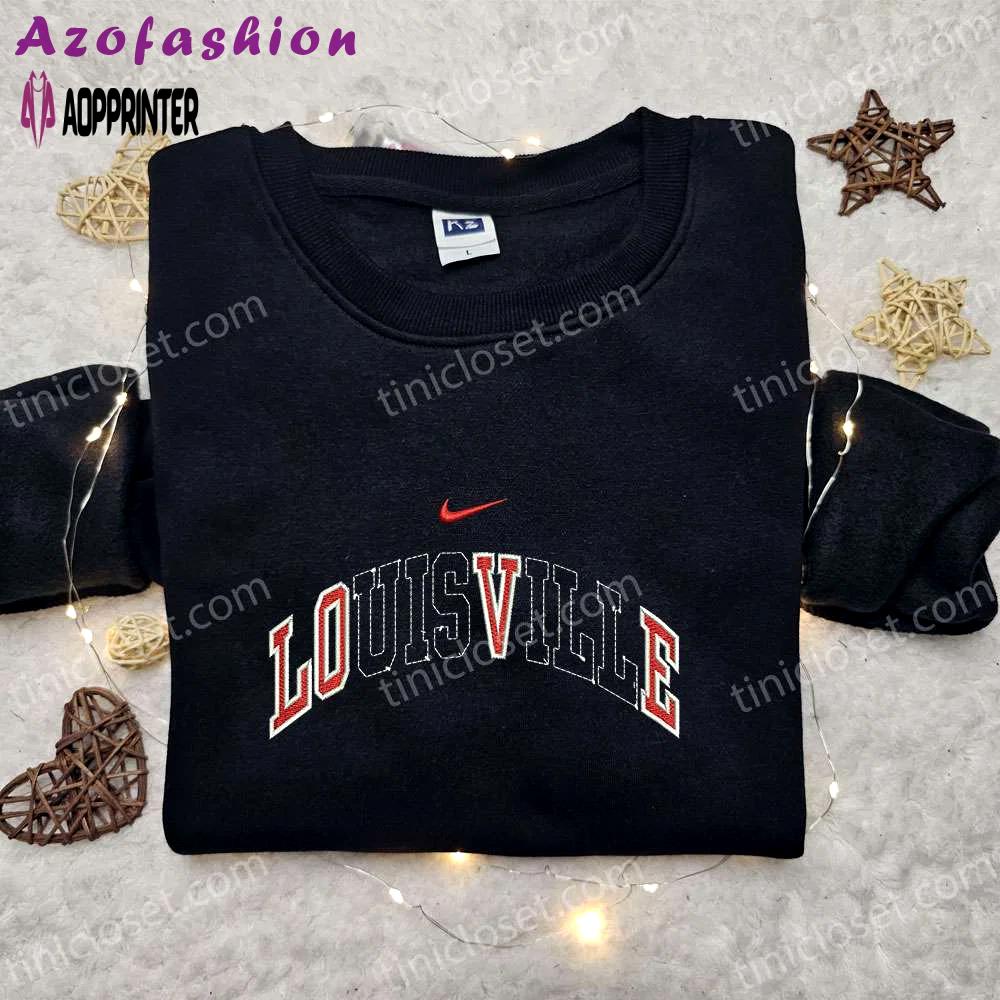 Louisville x nike swoosh embroidered hoodie & shirt: best gift ideas for nike-inspired fashion Embroidered Shirt
