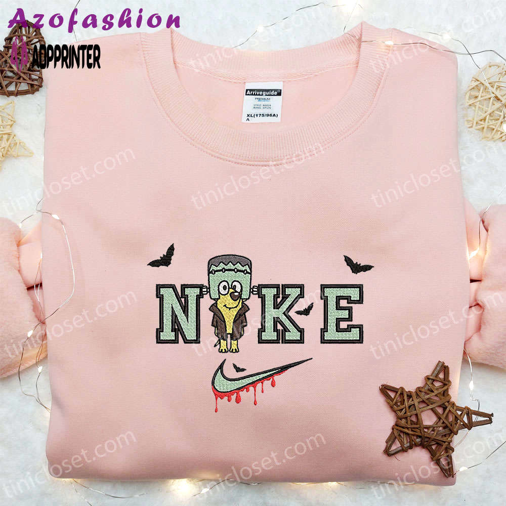 Lucky halloween x nike embroidered hoodie & bluey disney shirt: unique nike inspired embroidered shirts Embroidered Shirt