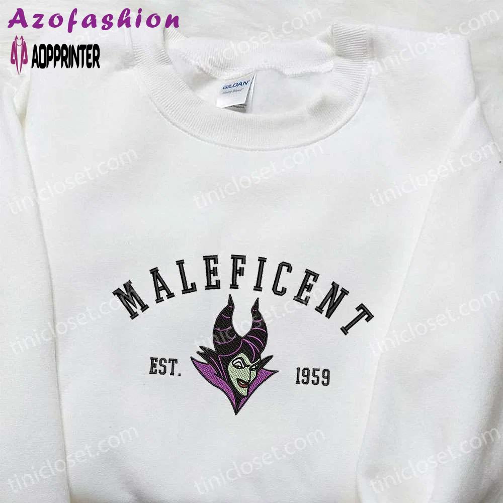 Maleficent est 1959 embroidered hoodie: disney halloween sweatshirt – perfect gift for halloween lovers! Embroidered Shirt