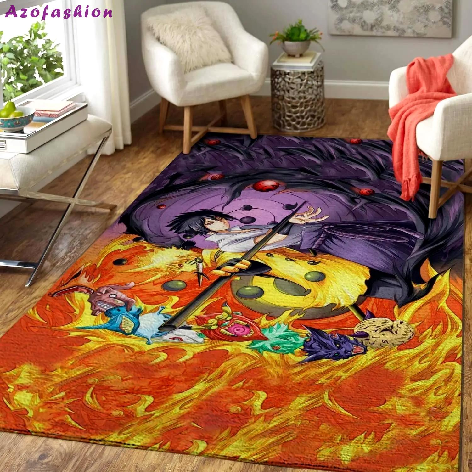 Manga anime fans naruto vs sasuke area rug home decor area rug living room Rectangle Rug