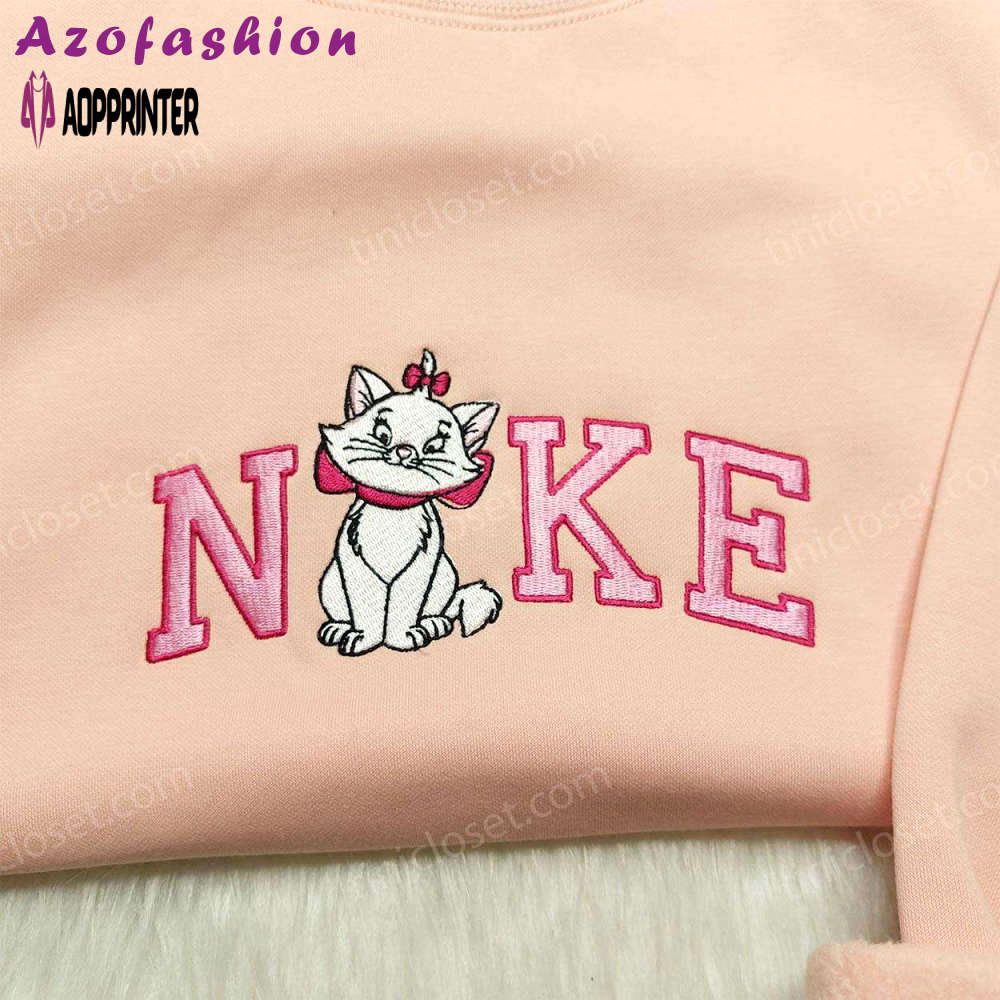 Marie cat nike embroidered sweatshirt – disneyland family shirts & nike inspired hoodie Embroidered Shirt