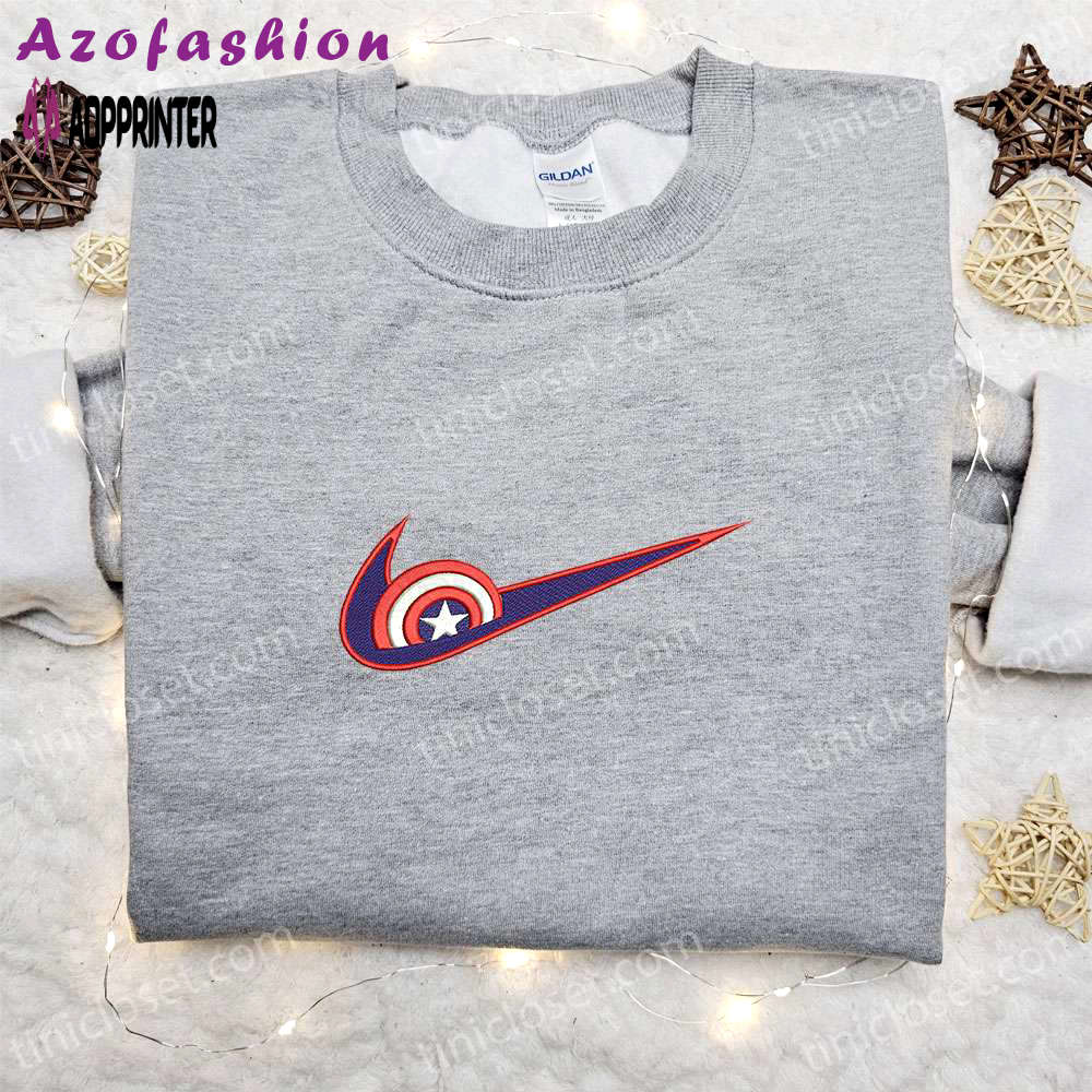 Marvel baseball classic cap men hattain america x swoosh embroidered hoodie & shirt: best family gift ideas Embroidered Shirt