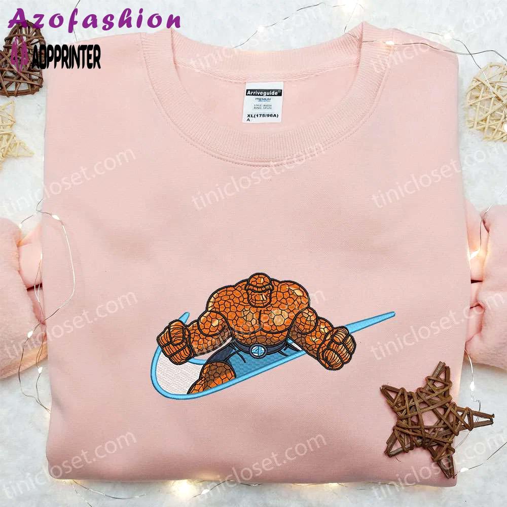 Marvel cinematic universe hoodie & shirt: ben grimm x swoosh embroidered – best family gift ideas Embroidered Shirt
