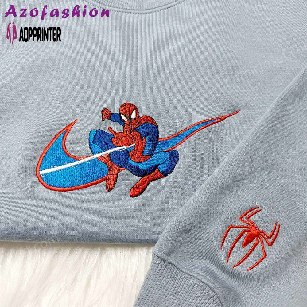 Marvel spider-man nike swoosh shirt & embroidered hoodie: inspired nike apparel for superhero fans Embroidered Shirt