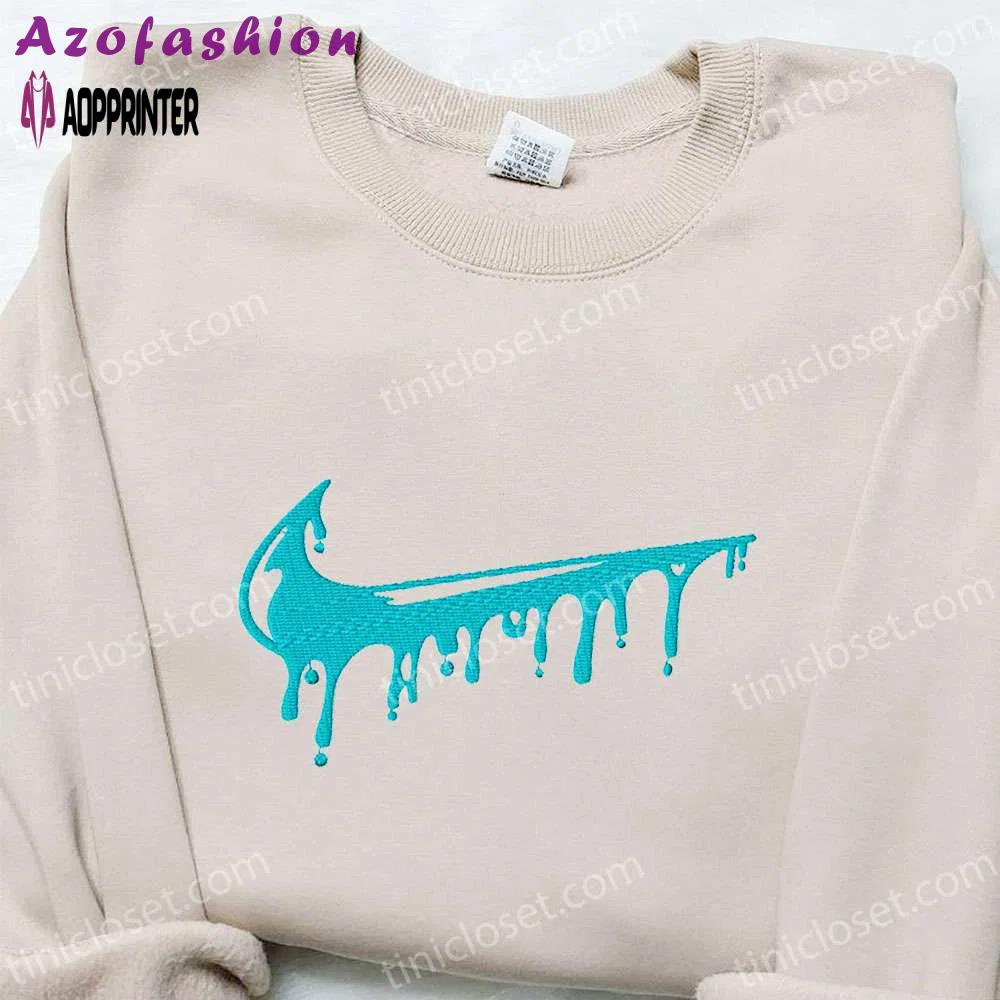 Melt x nike swoosh embroidered shirt: custom nike gift perfect birthday idea Embroidered Shirt