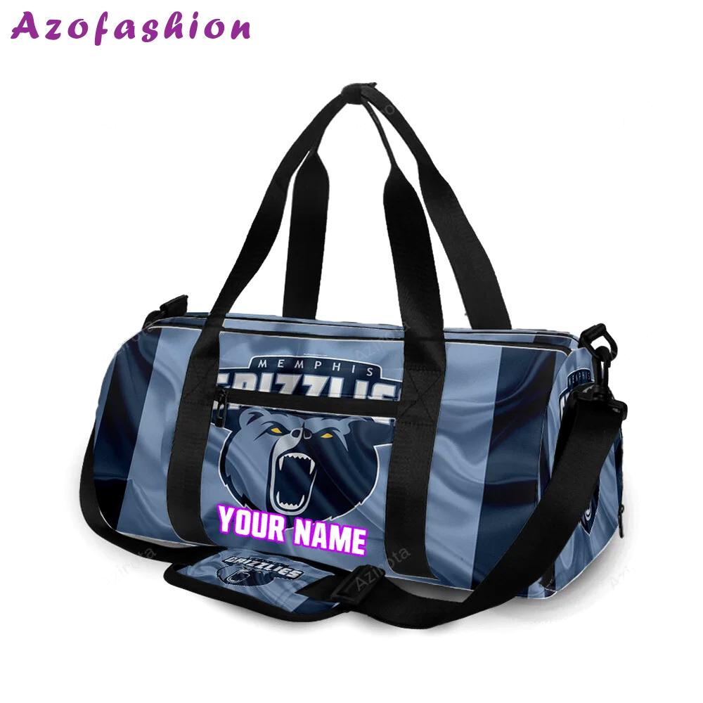 Memphis grizzlies emblem texture silk personalized name travel bag gym bag 1775 Travel Bag