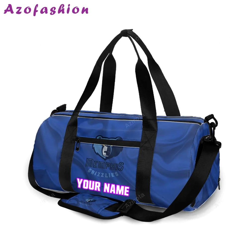 Memphis grizzlies emblem texture silk v2 personalized name travel bag gym bag 372 Travel Bag