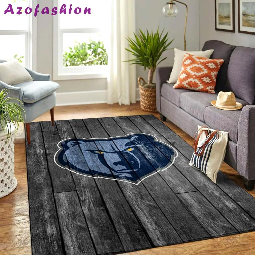 Memphis grizzlies nba living room carpet gray wooden home rug regtangle carpet Rectangle Rug