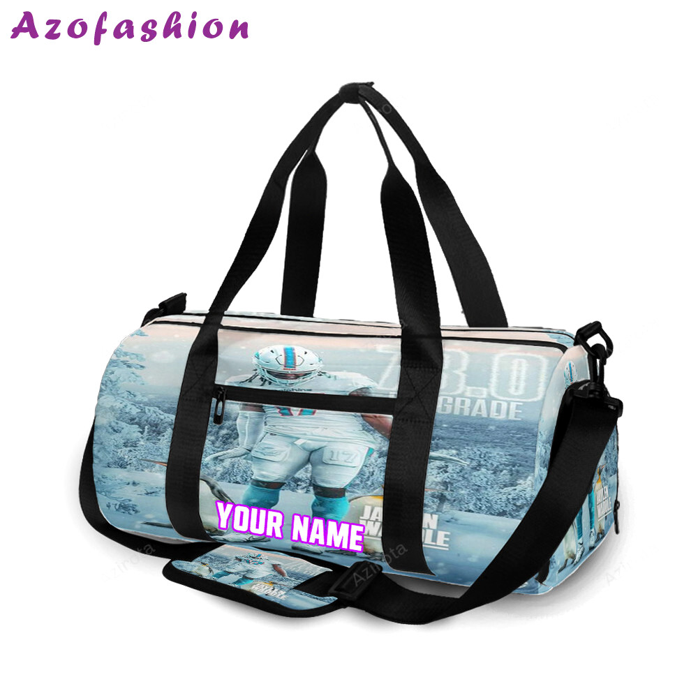Miami dolphins jaylen waddle1 personalized name travel bag gym bag 2121 Travel Bag