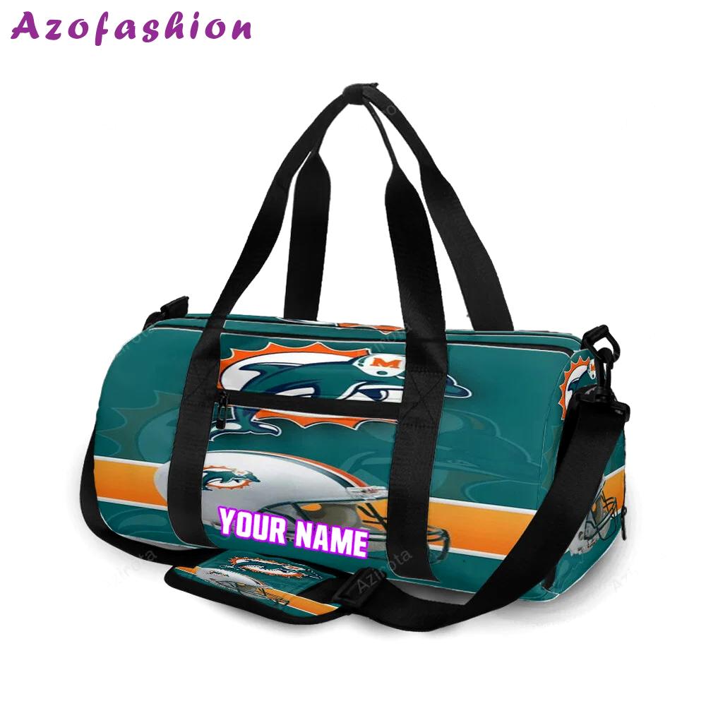 Miami dolphins logo and helmet personalized name travel bag gym bag 1201 Travel Bag
