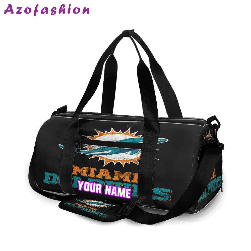 Miami dolphins logo art illustration 2 personalized name travel bag gym bag 1497 Travel Bag