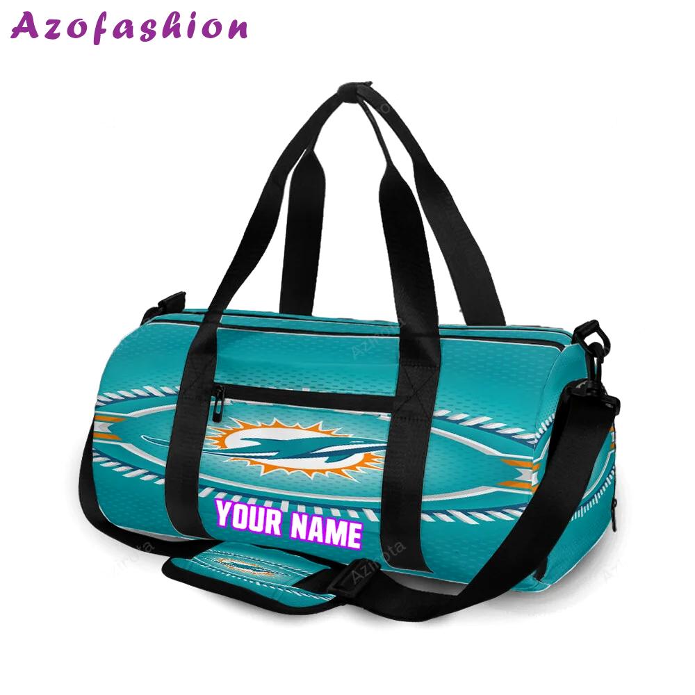 Miami dolphins logo art illustration personalized name travel bag gym bag 917 Travel Bag