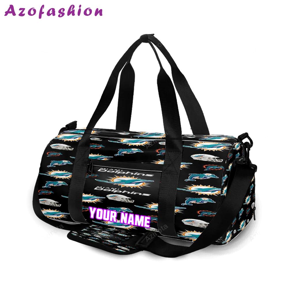 Miami dolphins logo pattern 1 personalized name travel bag gym bag 1581 Travel Bag