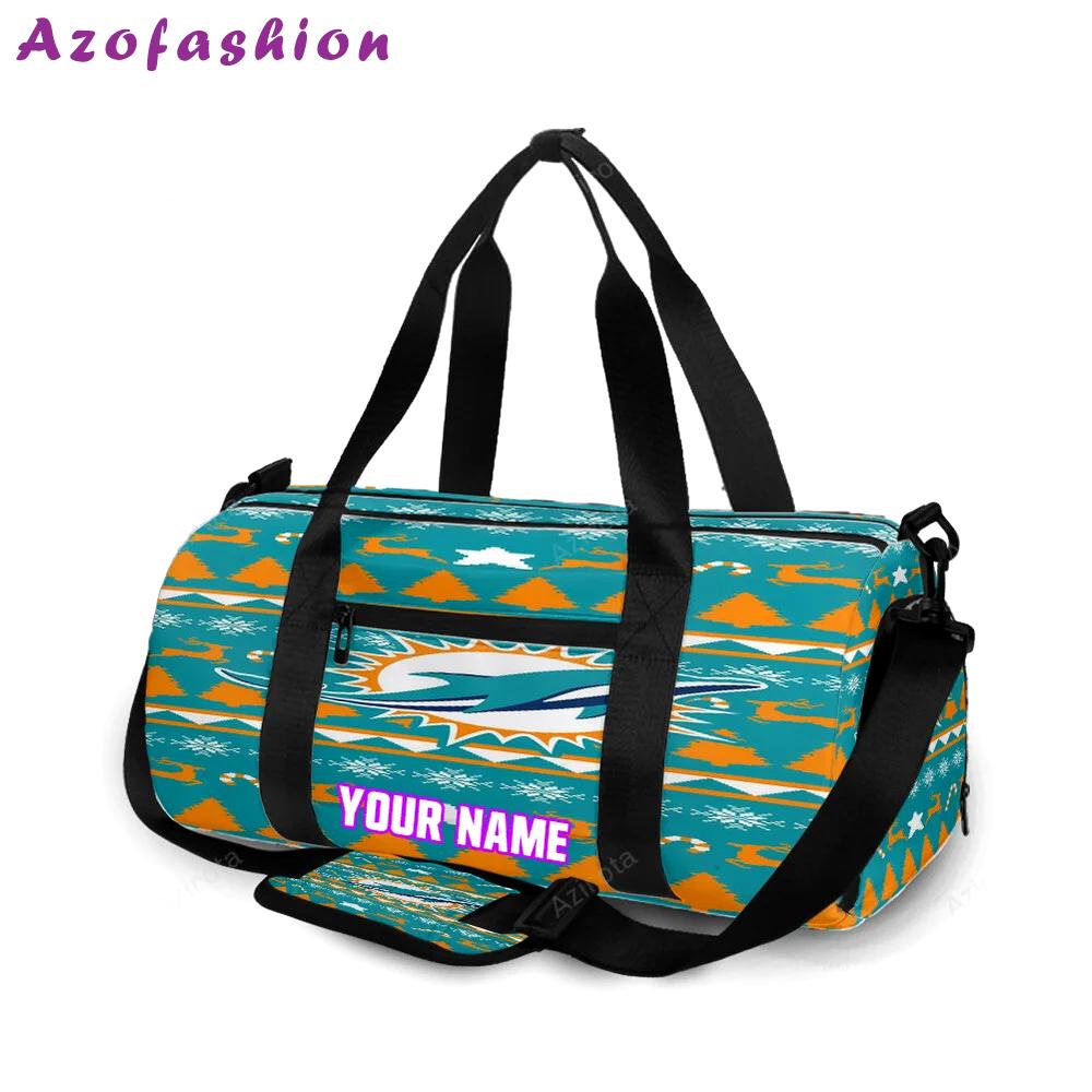 Miami dolphins logo pattern personalized name travel bag gym bag 2084 Travel Bag