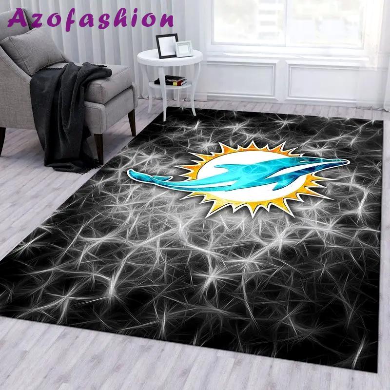 Miami dolphins nfl 12 living room and bed room rug rug regtangle carpet Rectangle Rug