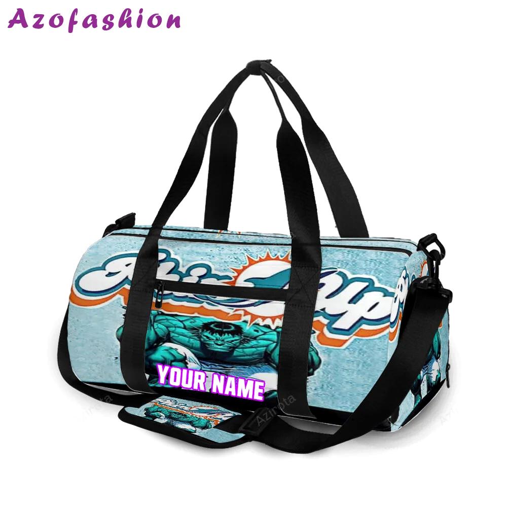 Miami dolphins phins up personalized name travel bag gym bag 1052 Travel Bag