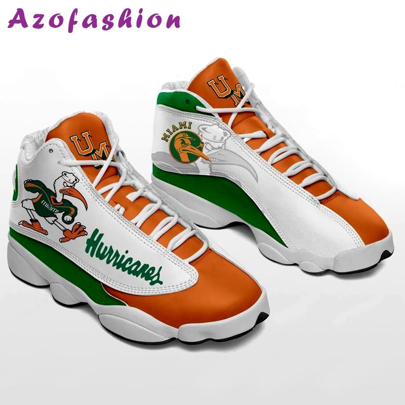 Miami hurricanes forms footballs jd13s Air Jordan 13 Shoes Sneakers Full Size Gifts For Men Women For Fans