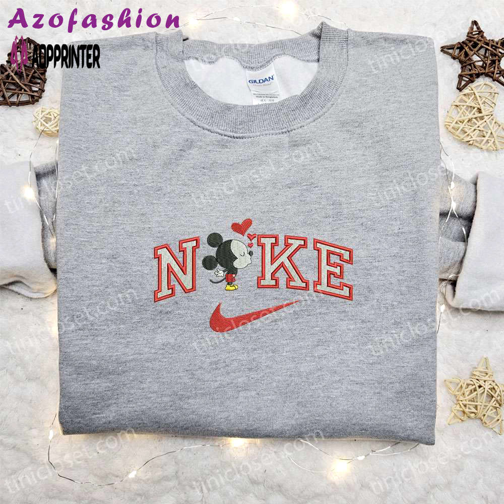 Mickey mouse x nike cartoon embroidered hoodie & shirt: best valentine s day gift ideas Embroidered Shirt