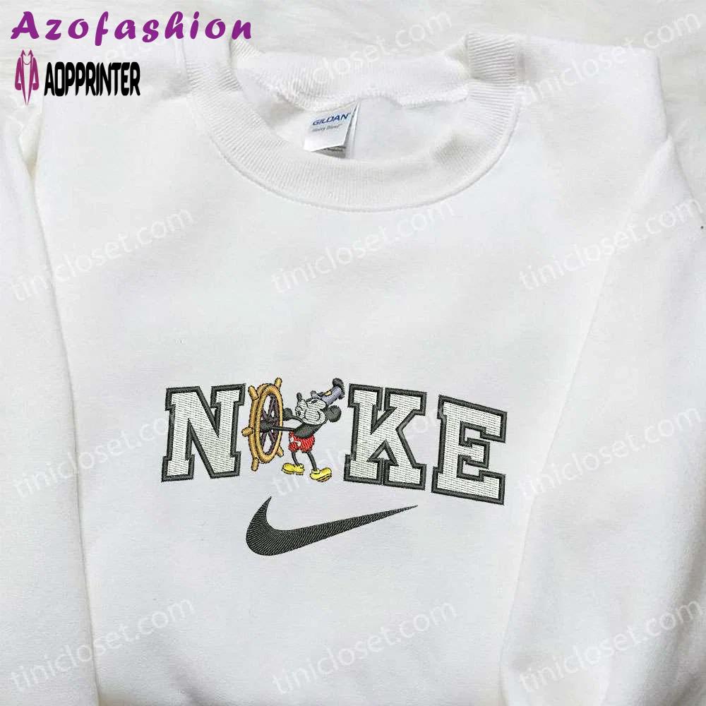 Mickey mouse x nike cartoon embroidered tshirt: disney characters & nike inspired shirt Embroidered Shirt