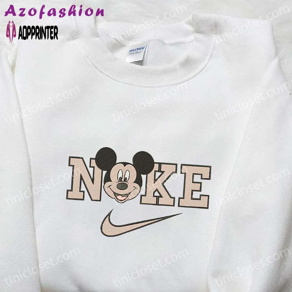 Mickey mouse x nike cartoon hoodie: best birthday gift nike-inspired embroidered shirt Embroidered Shirt
