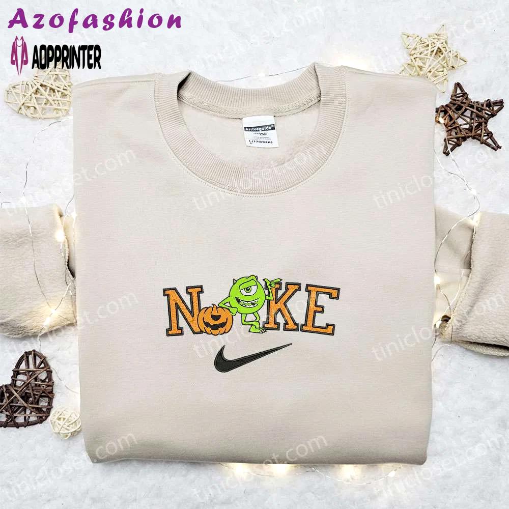 Mike wazowski pumpkin halloween x nike embroidered sweatshirt – best halloween gift Embroidered Shirt