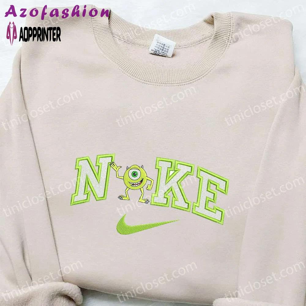 Mike wazowski x nike cartoon embroidered tshirt – best nike inspired birthday gift Embroidered Shirt