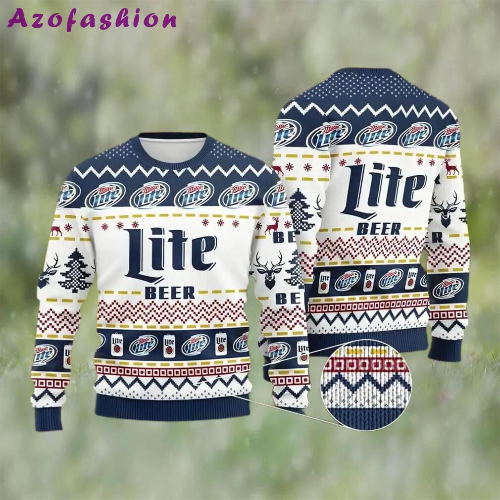 Miller lite beer ugly christmas sweater, faux wool sweater, gifts for beer lovers, international beer day, best christmas gifts for 2022 ? prinvity Christmas Ugly Sweater