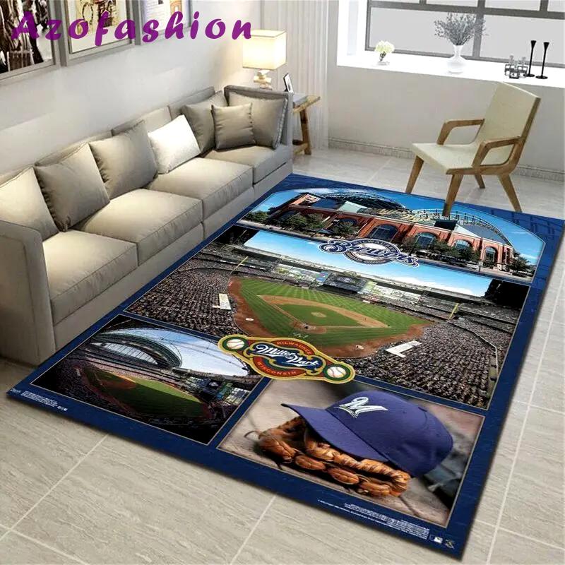 Milwaukee brewers area rug mlb team logo carpet living room rugs decor 11 Rectangle Rug