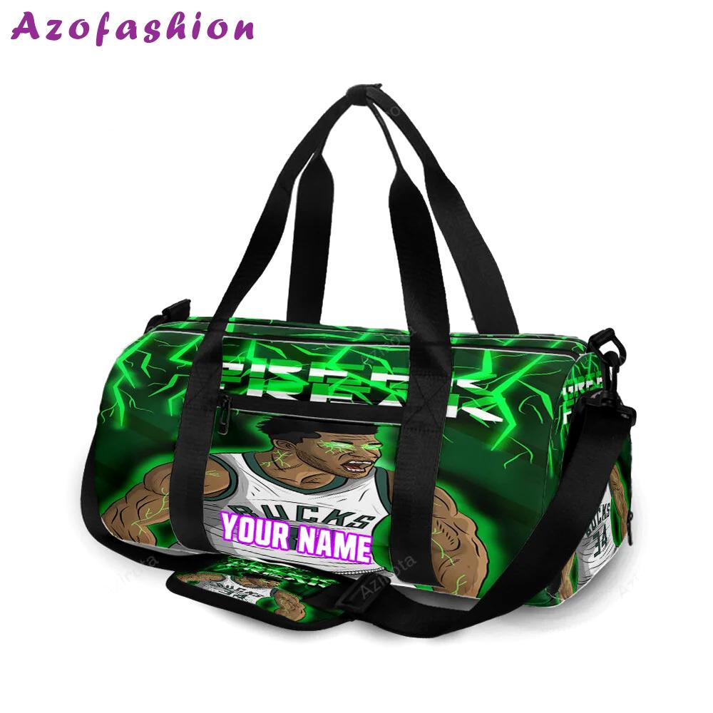 Milwaukee bucks 34 giannis antetokounmpo v35 personalized name travel bag gym bag 341 Travel Bag