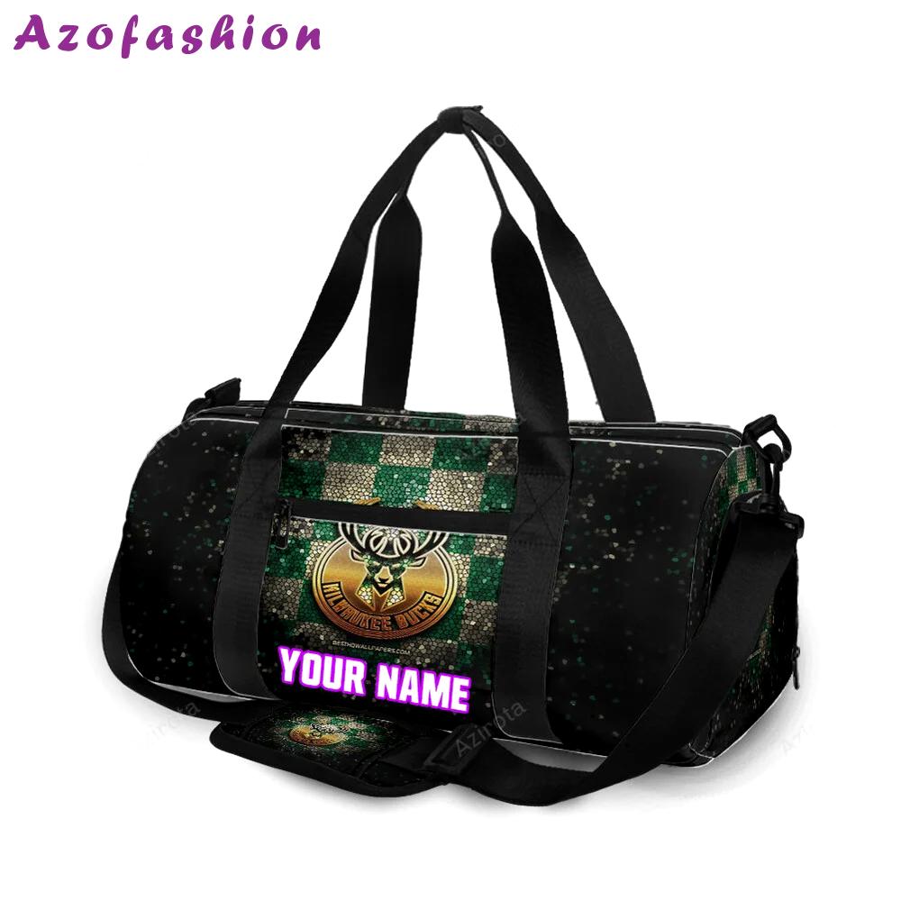 Milwaukee bucks emblem v16 personalized name travel bag gym bag 2054 Travel Bag