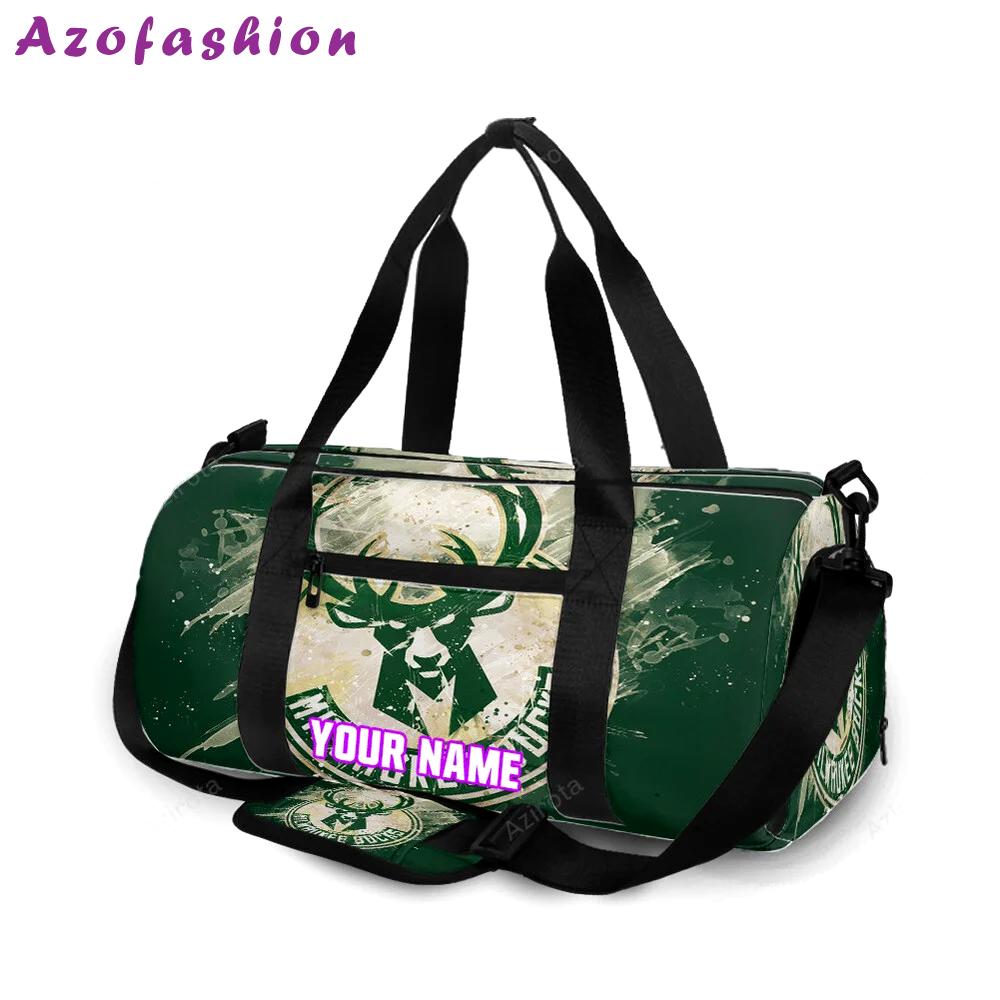 Milwaukee bucks emblem v20 personalized name travel bag gym bag 1002 Travel Bag