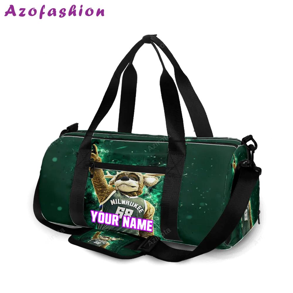 Milwaukee bucks mascot v48 personalized name travel bag gym bag 1630 Travel Bag