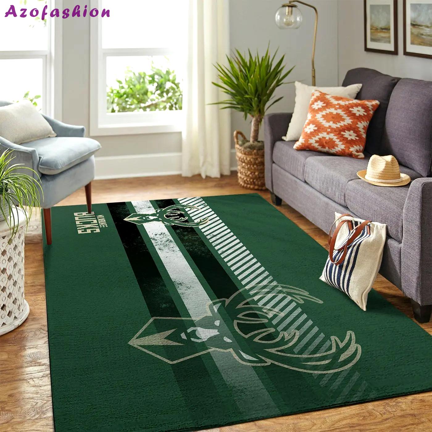 Milwaukee bucks nba living room carpet team logo sports rug regtangle carpet Rectangle Rug