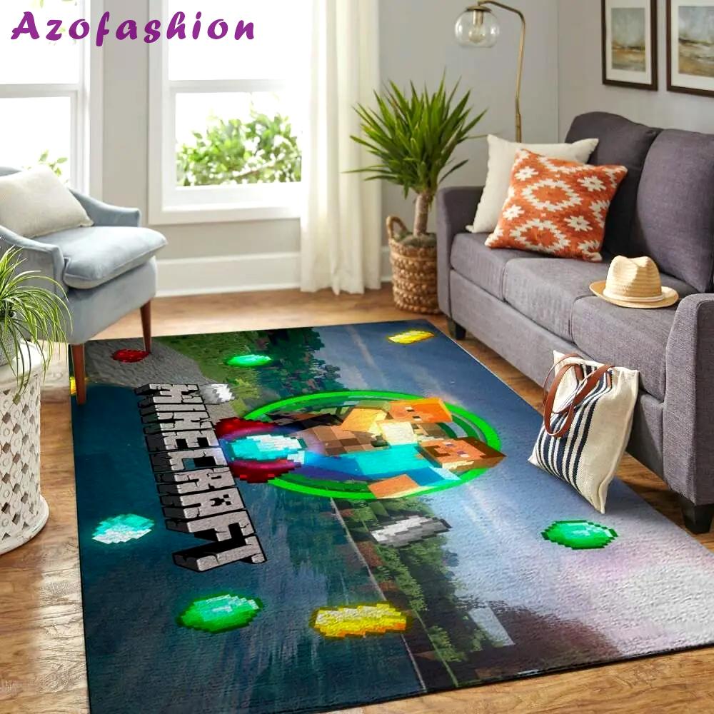 Minecraft area rug video game carpet gamer living room rugs rug regtangle carpet floor decor home decor v196 Rectangle Rug