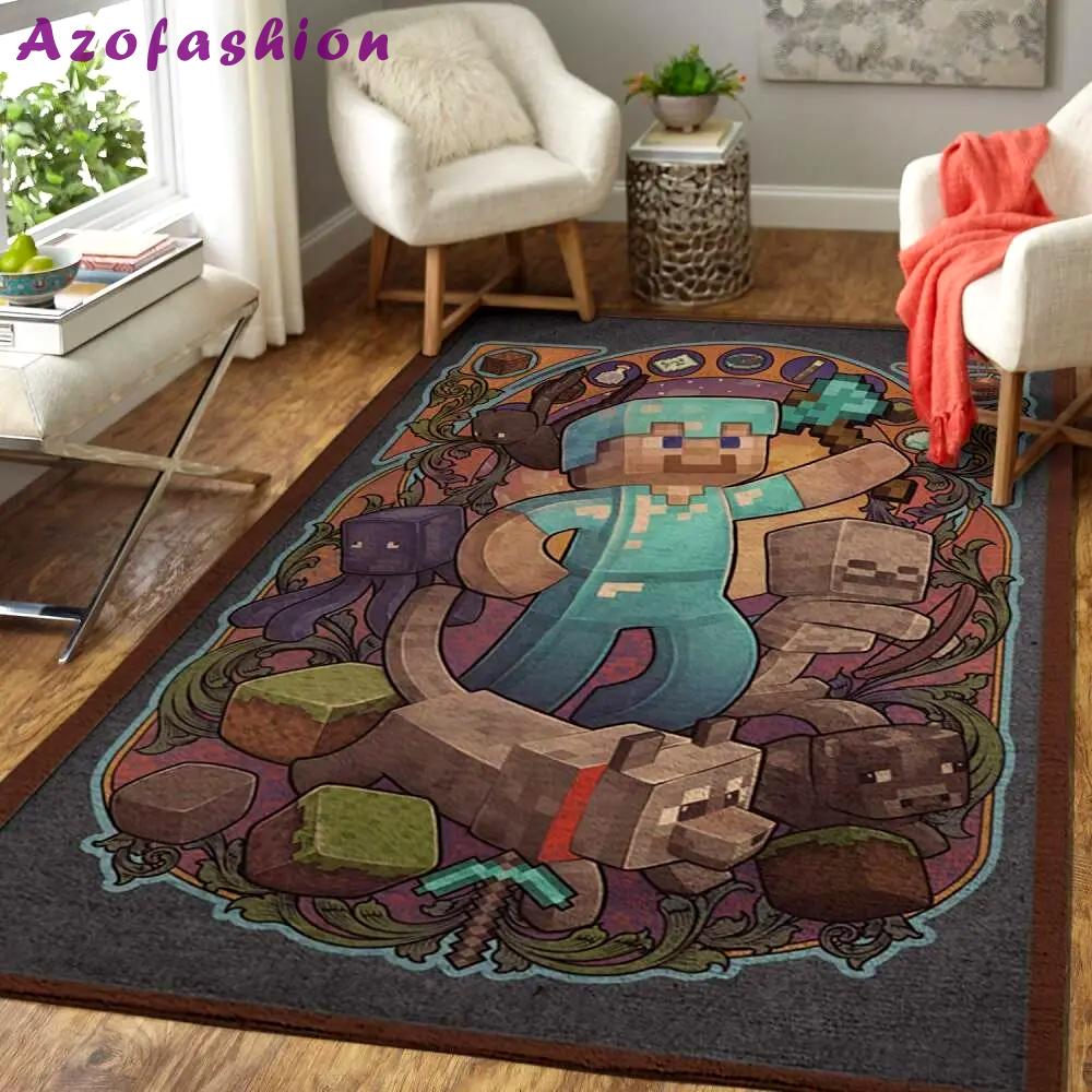 Minecraft area rug video game carpet gamer living room rugs rug regtangle carpet floor decor home decor v251 Rectangle Rug