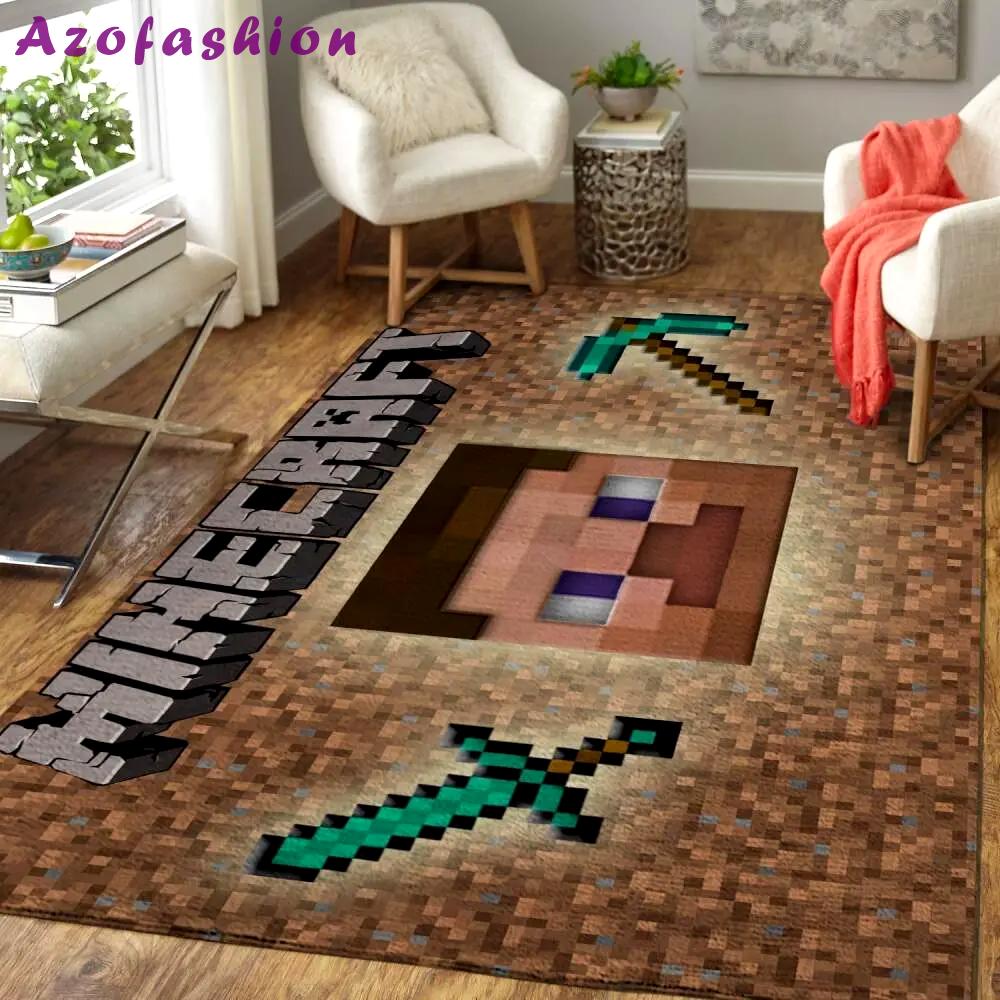 Minecraft area rug video game carpet gamer living room rugs rug regtangle carpet floor decor home decor v254 Rectangle Rug
