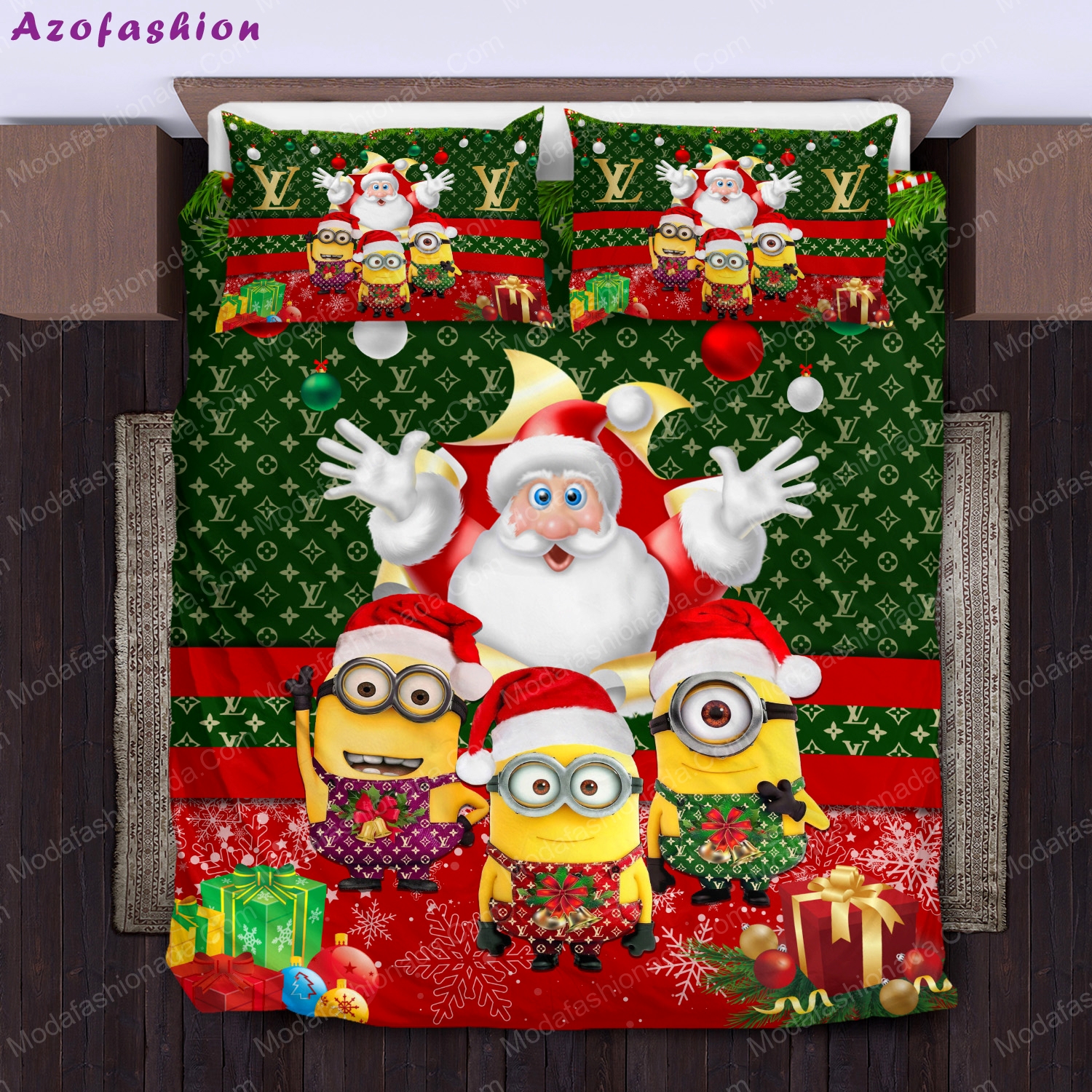 Minions santa claus louis vuitton bedding sets home decoration Bedding Sets