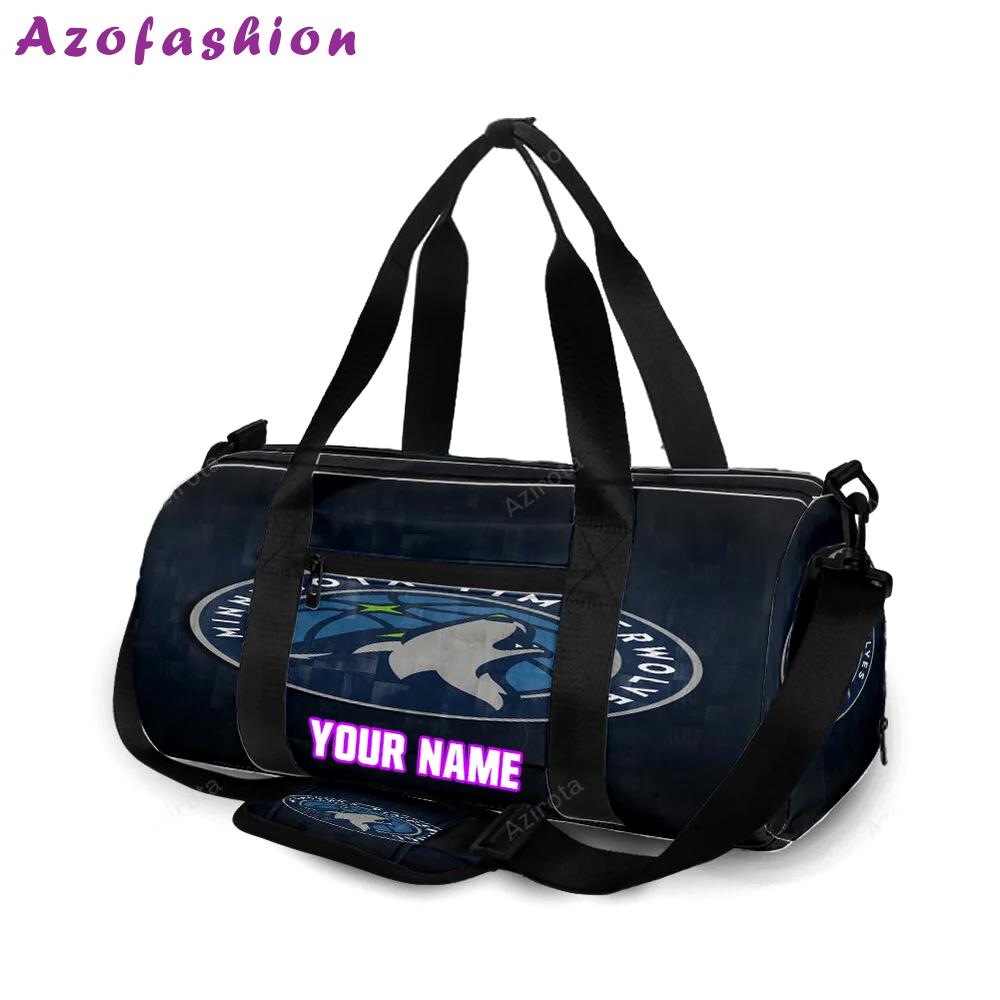 Minnesota timberwolves emblem v1 personalized name travel bag gym bag 2046 Travel Bag