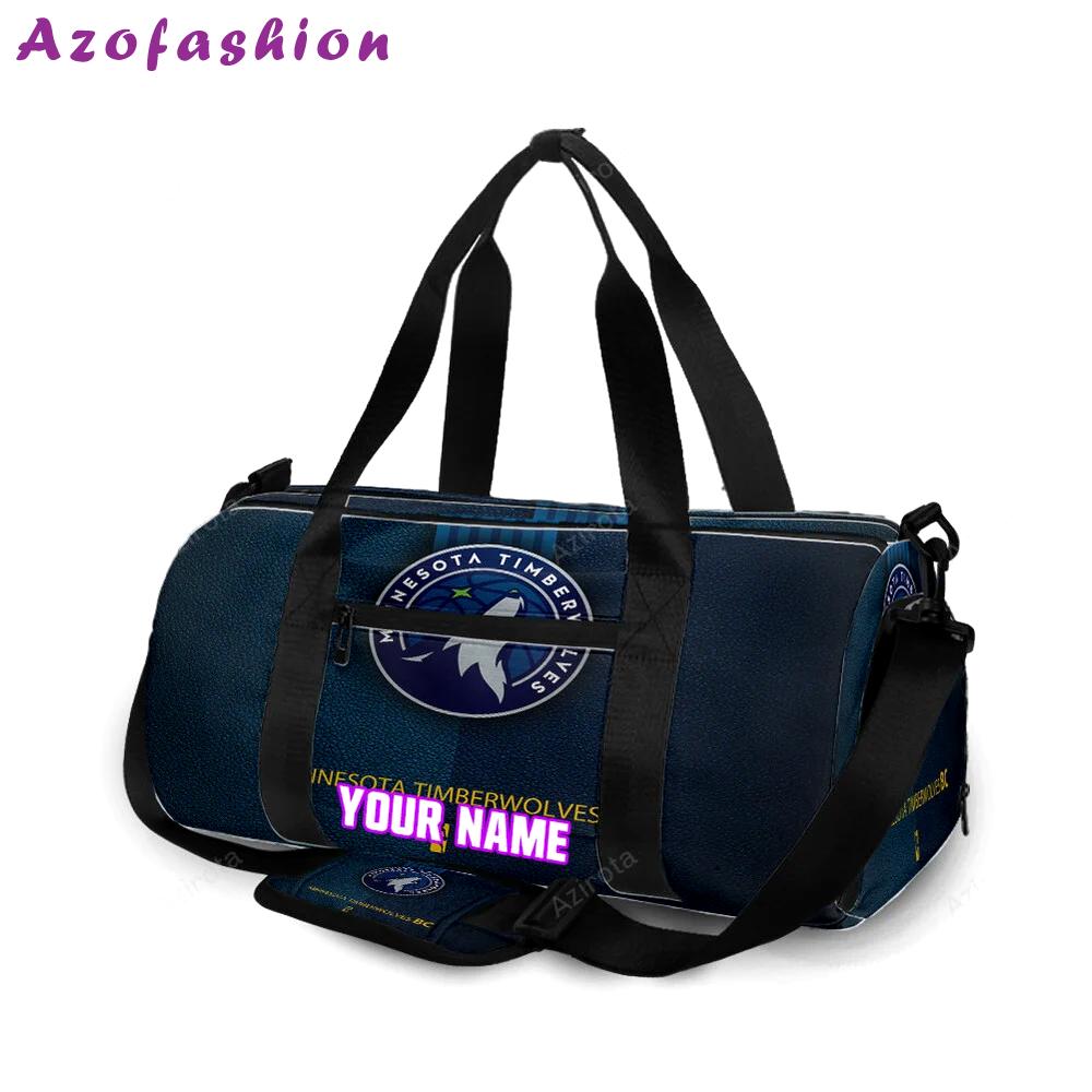 Minnesota timberwolves emblem v14 personalized name travel bag gym bag 987 Travel Bag