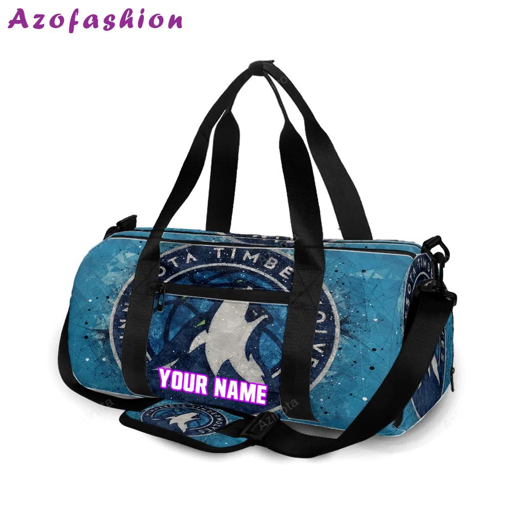 Minnesota timberwolves emblem v15 personalized name travel bag gym bag 1296 Travel Bag