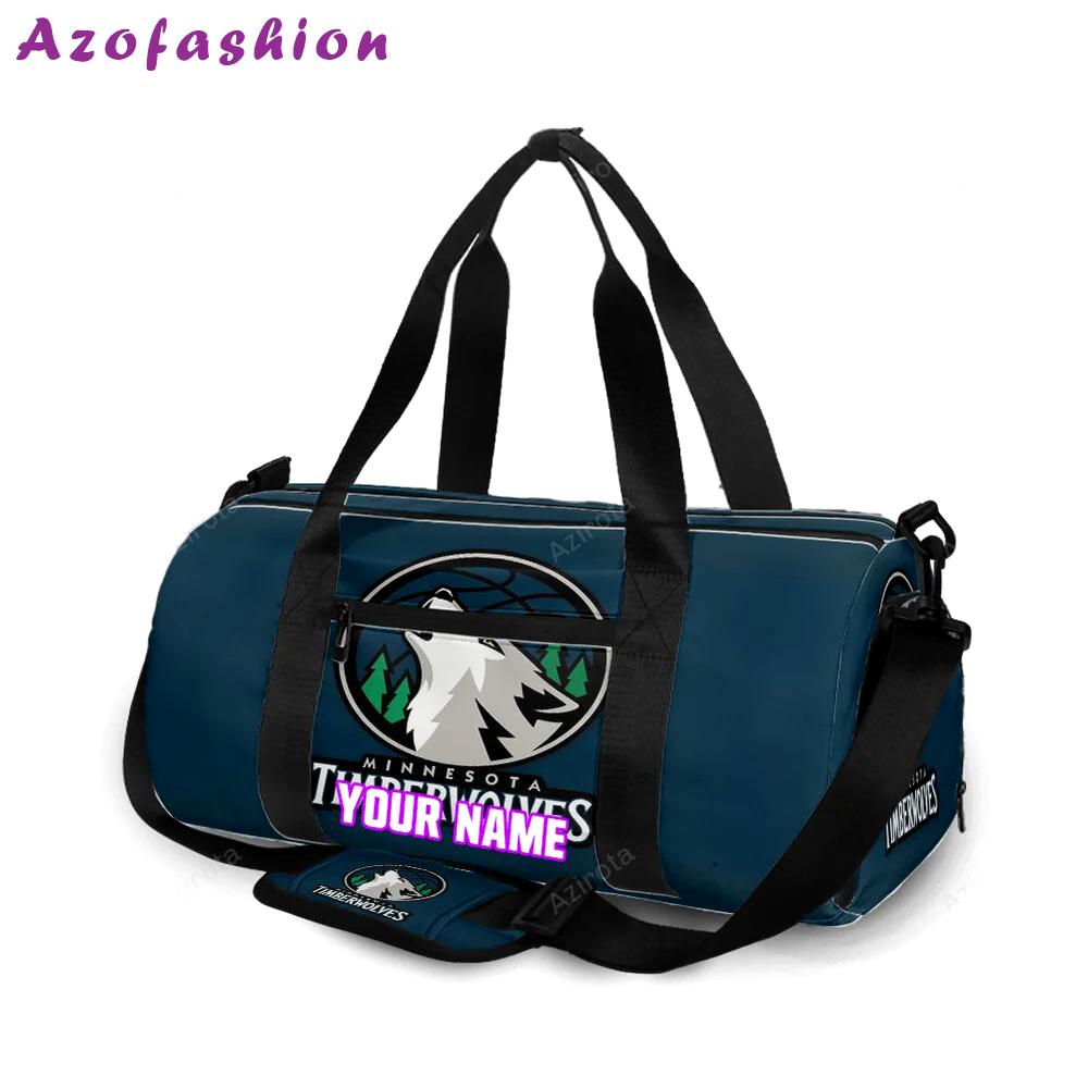 Minnesota timberwolves emblem v2 personalized name travel bag gym bag 50 Travel Bag