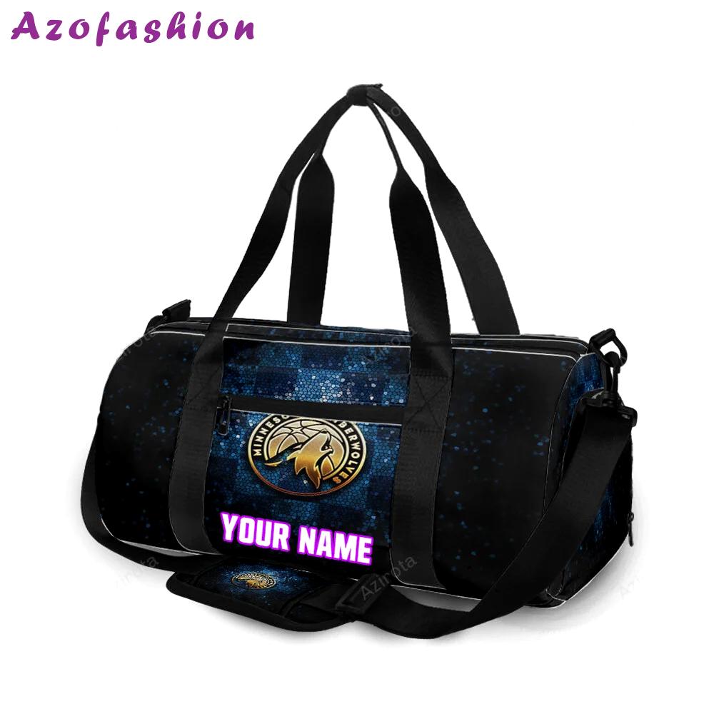 Minnesota timberwolves emblem v26 personalized name travel bag gym bag 218 Travel Bag