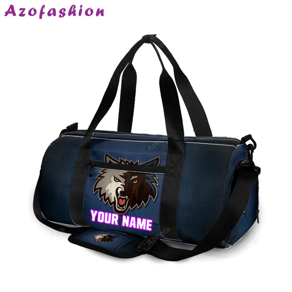 Minnesota timberwolves emblem v5 personalized name travel bag gym bag 28 Travel Bag