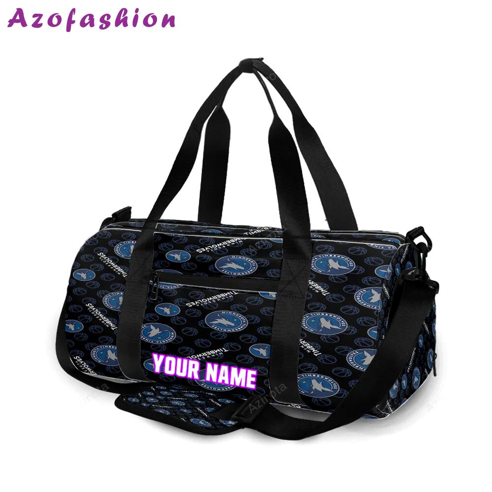 Minnesota timberwolves emblem v50 personalized name travel bag gym bag 575 Travel Bag