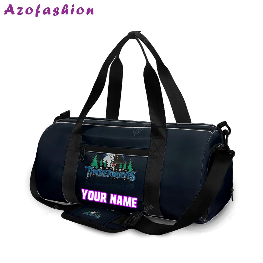 Minnesota timberwolves emblem v8 personalized name travel bag gym bag 87 Travel Bag