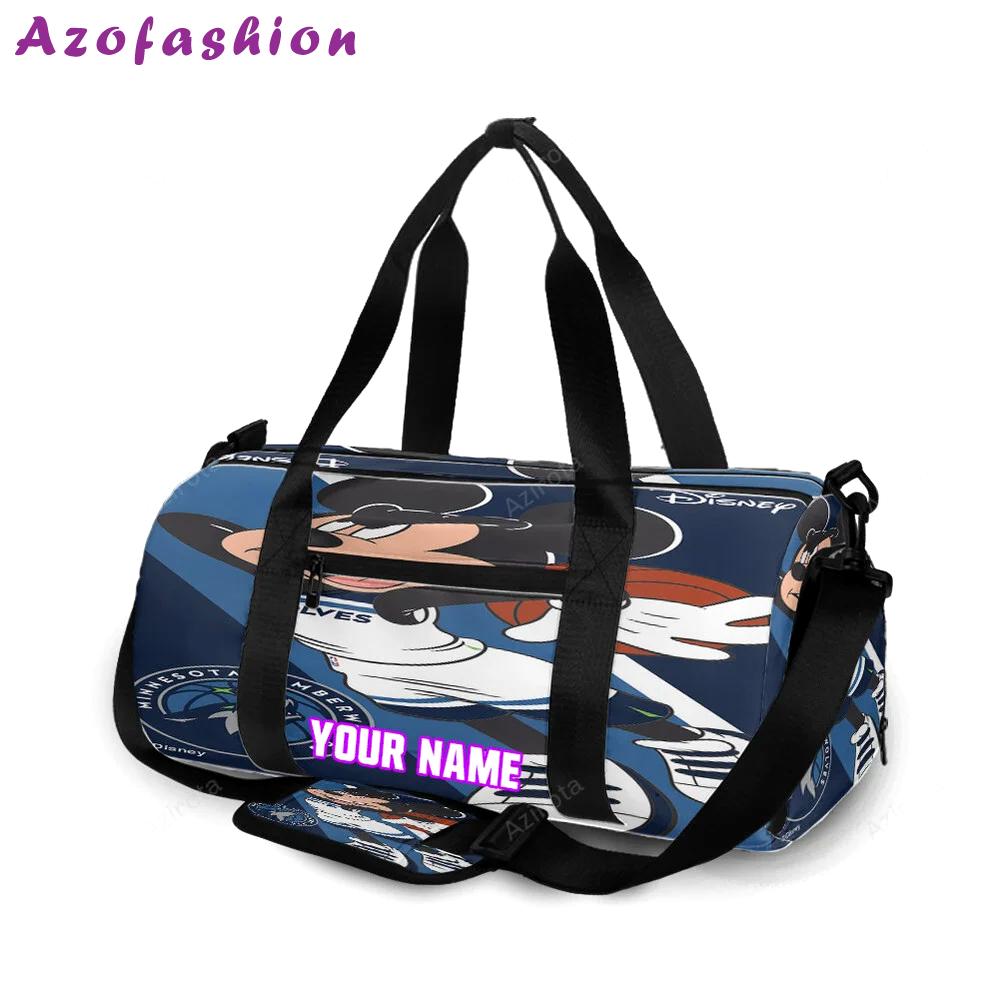 Minnesota timberwolves mickey v49 personalized name travel bag gym bag 2119 Travel Bag
