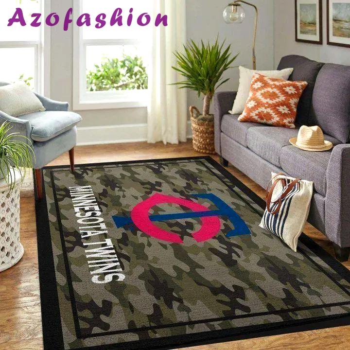 Minnesota twins camo style area rug mlb baseball team logo home decor rug v4625 Rectangle Rug