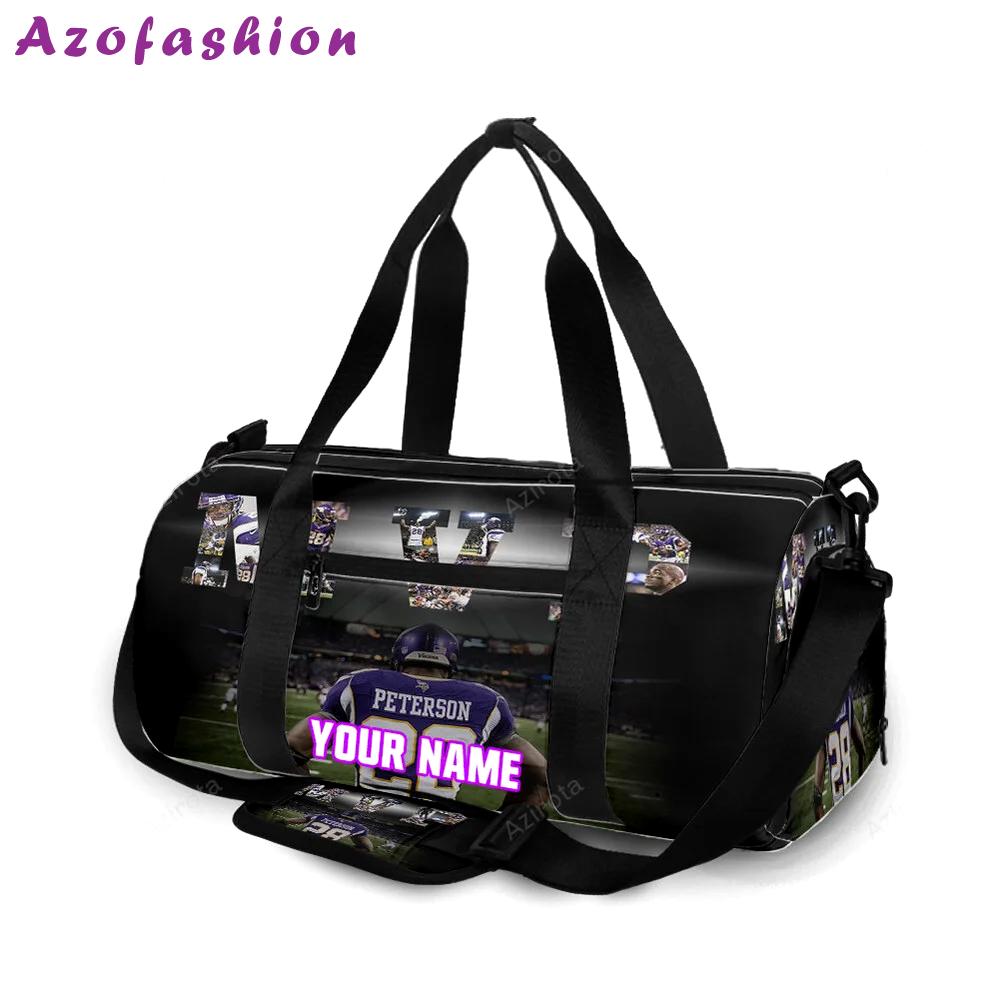 Minnesota vikings adrian peterson 28 personalized name travel bag gym bag 1767 Travel Bag