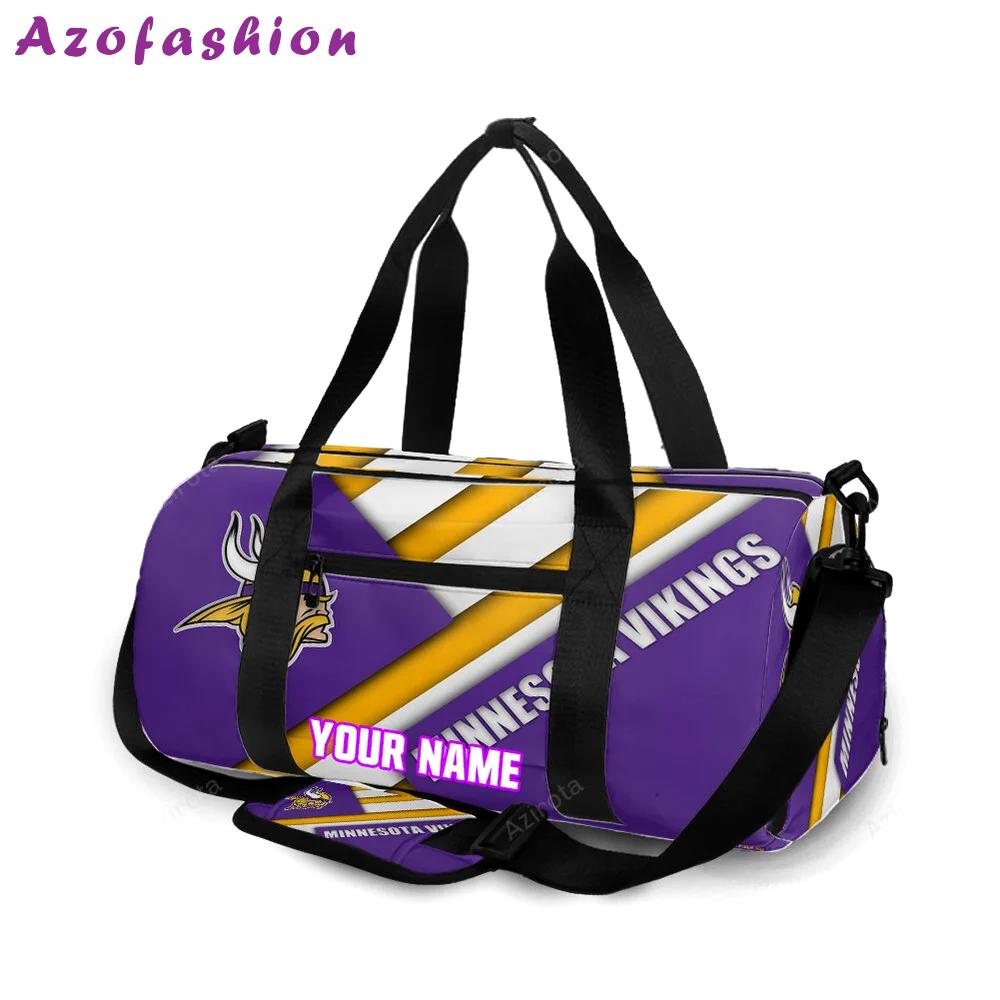Minnesota vikings emblem flag personalized name travel bag gym bag 93 Travel Bag